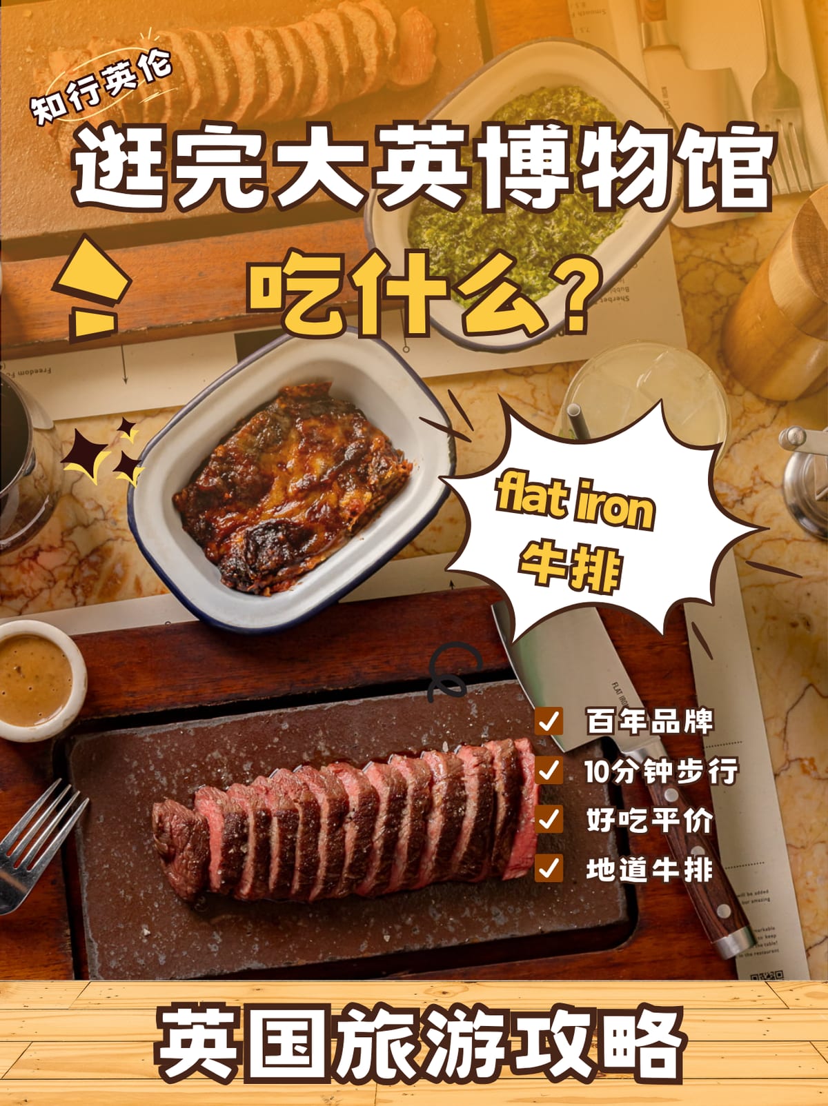 逛完大英博物馆吃什么？Flat Iron 平价牛排，步行 10 分钟直达